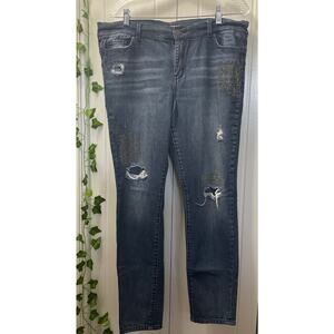 Juicy Couture Y2k  Woman Distressed Denim Rhinestones SZ 14